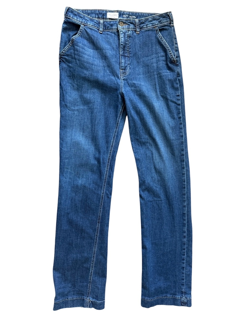 Pilcro Anthropologie Jeans 32T Straight Leg Stretch Blue Denim